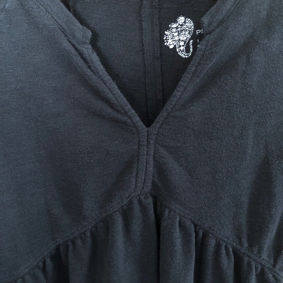 Anthropologie Pilcro Knit Long Sleeve Babydoll Top Black Oversized Puff Sleeve - Picture 6 of 14